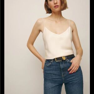 Reformation Cream Satin Cami Top